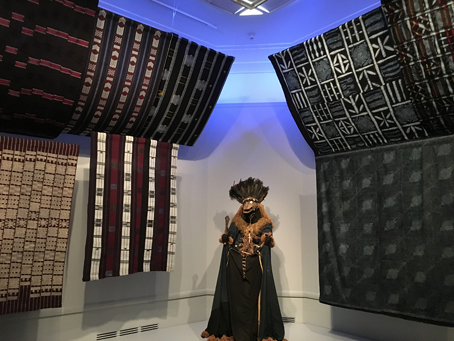 Indigo dyed Yoruba cloth & ritual costume. Part of the Seattle Asian Art Museum exhibit, "Mood Indigo: Textiles From Around the World"